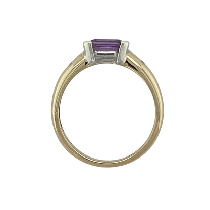 9ct Gold Diamond & Amethyst Set Ring