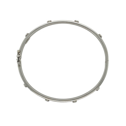 9ct White Gold & Diamond Set Hinged Bangle