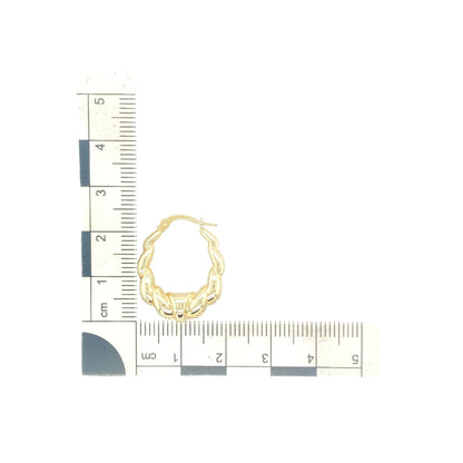 9ct Gold Bubble Twist Oval Creole Earrings