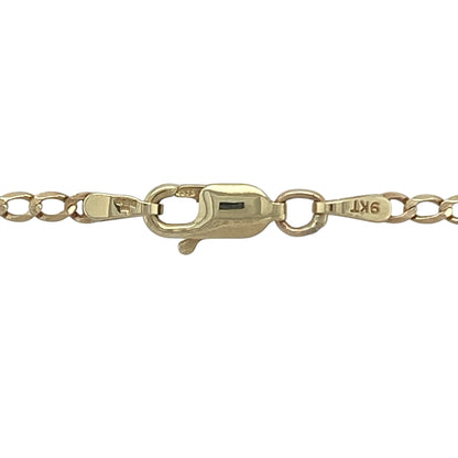 Bring classic simplicity and versatile style to your collection with this pre-owned 9ct yellow gold curb chain, a timeless accessory perfect for both everyday wear and layering with pendants.

Design: The chain measures 19" in length with 2mm wide curb links, offering a sleek and balanced profile.
Material: Made from 9-carat yellow gold, the polished finish gives the chain a warm and refined appearance.