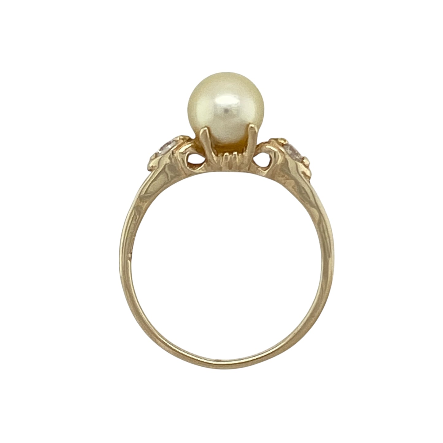 9ct Gold Pearl & Cubic Zirconia Set Ring