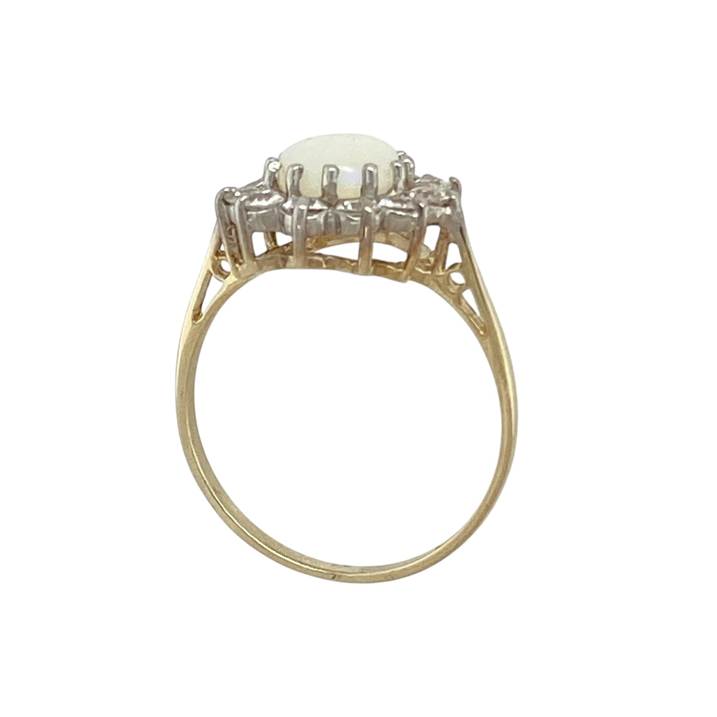 9ct Gold Opalique & Cubic Zirconia Set Cluster Ring