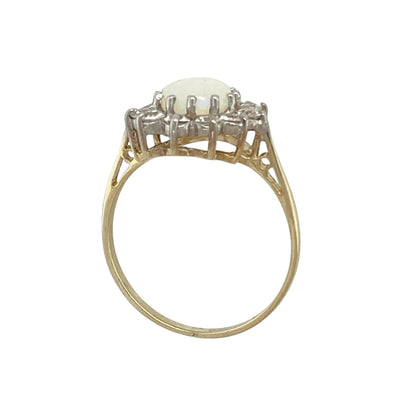 9ct Gold Opalique & Cubic Zirconia Set Cluster Ring