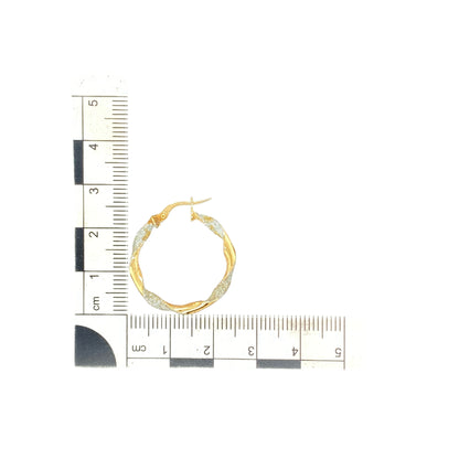 9ct Gold Twisted Sparkle Hoop Creole Earrings
