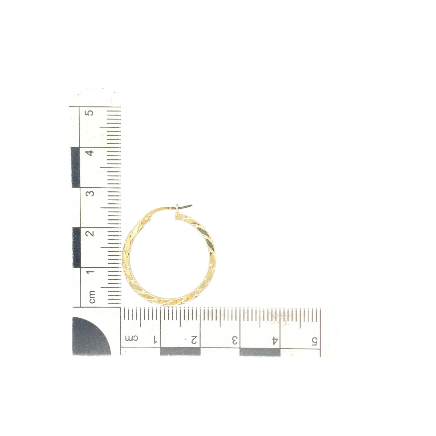 9ct Gold Twisted Flat Hoop Creole Earrings