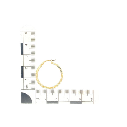 9ct Gold Twisted Flat Hoop Creole Earrings