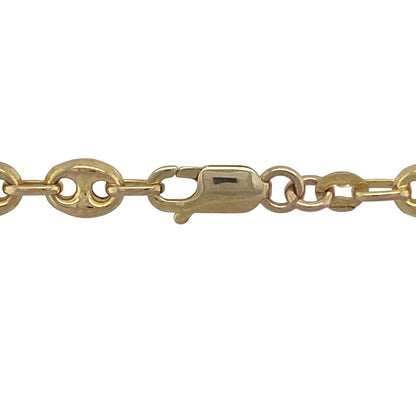 Bring bold style and classic strength to your collection with this pre-owned 9ct yellow gold anchor mariner link chain, a striking design perfect as a statement piece or everyday favourite.

Design: The chain measures 16" in length with 6mm wide hollow puff mariner-style links, creating a distinctive and eye-catching profile.
Material: Made from 9-carat yellow gold, the polished finish enhances the strong link design with a warm and timeless glow.