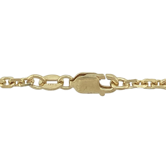Bring timeless style and refined sparkle to your collection with this pre-owned 9ct yellow gold faceted belcher chain, a versatile design perfect for both everyday wear and special occasions.

Design: The chain measures 22" in length with 2mm wide round faceted belcher links, designed to catch the light and create subtle sparkle.
Material: Made from 9-carat yellow gold, the polished finish enhances the faceted detail while adding a warm and classic glow.