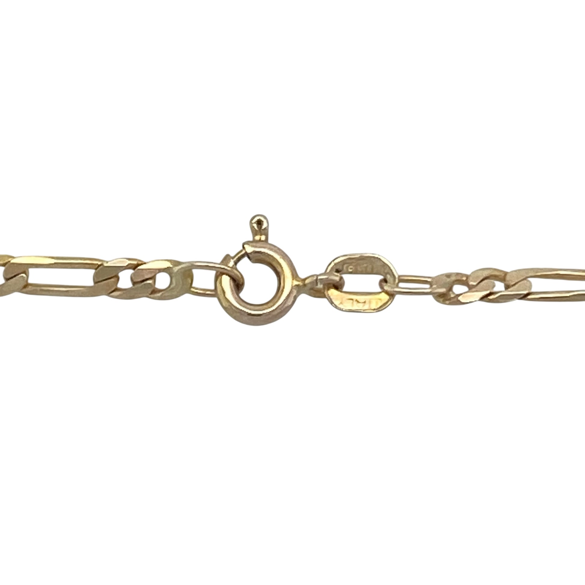 Bring classic design and versatile style to your collection with this pre-owned 9ct yellow gold Figaro chain, a timeless piece perfect for layering or wearing as a statement on its own.

Design: The chain measures 30" in length with 2mm wide Figaro links, featuring the traditional alternating pattern of long and short links for a distinctive look.
Material: Made from 9-carat yellow gold, the polished finish enhances the link design with a warm and refined glow.