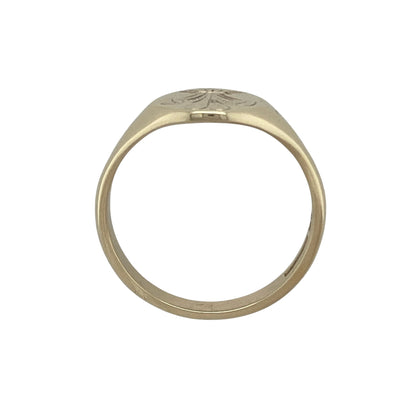 9ct Gold Three Feathers Oval Signet Ring