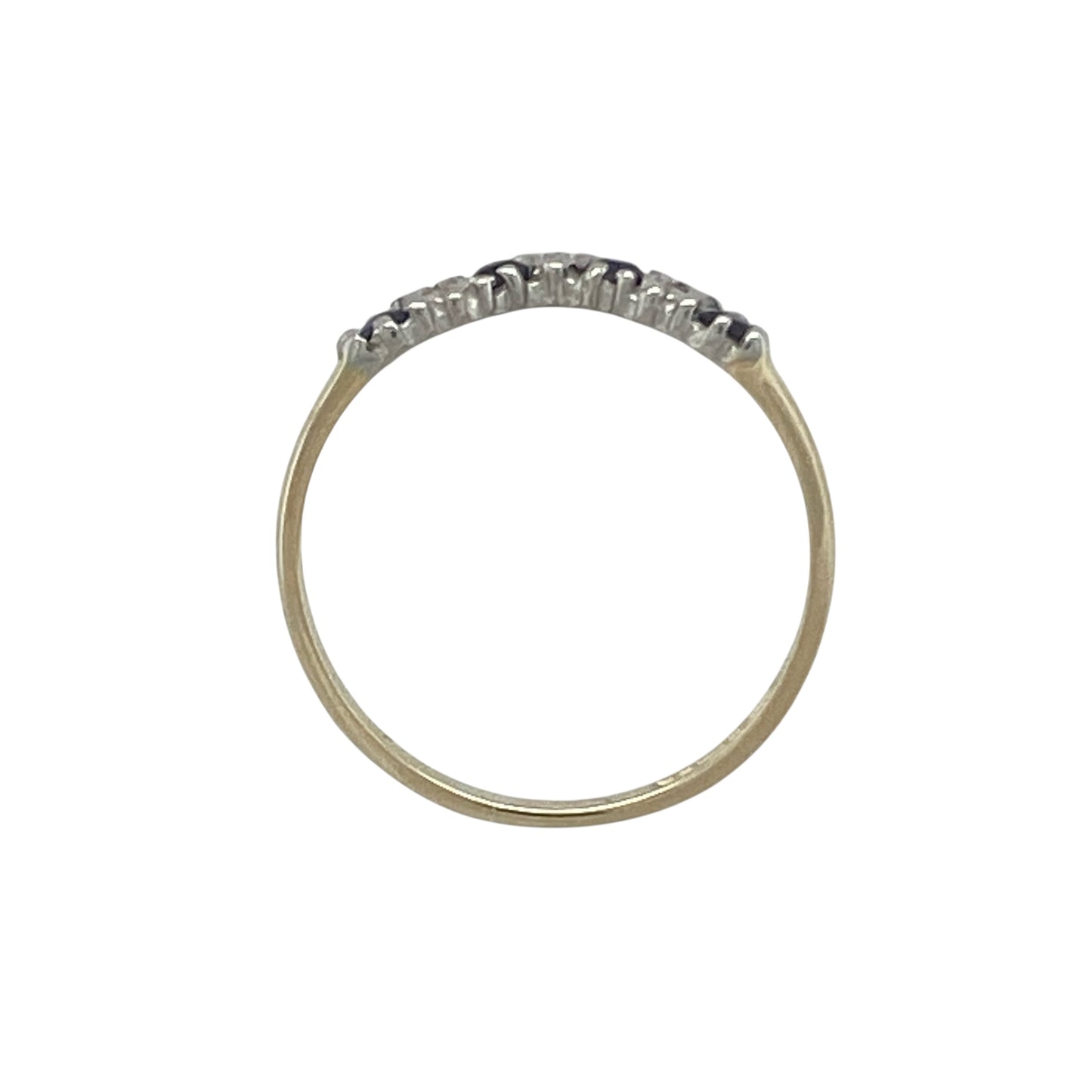 9ct Gold Diamond & Sapphire Set Wishbone Ring