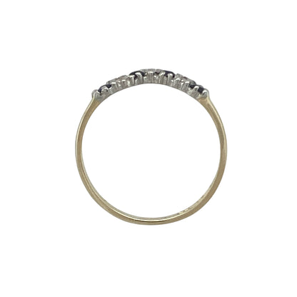 9ct Gold Diamond & Sapphire Set Wishbone Ring