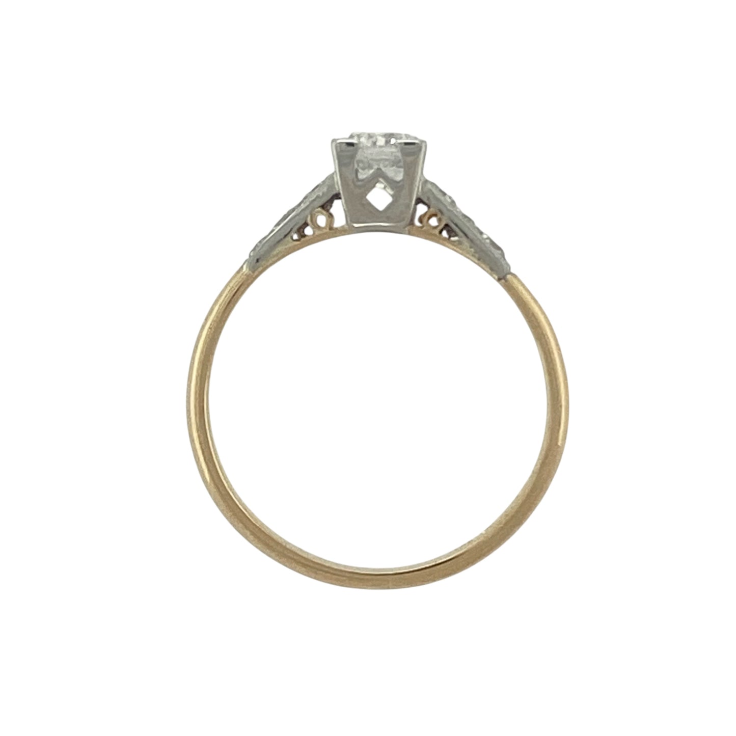 9ct Gold & Platinum Diamond Set Solitaire Ring