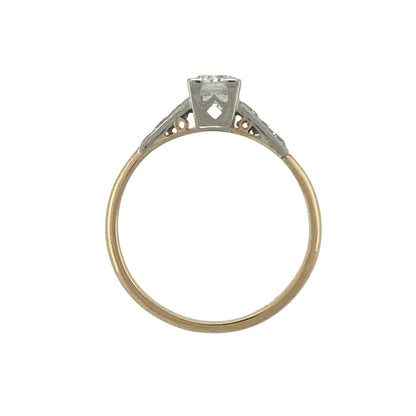 9ct Gold & Platinum Diamond Set Solitaire Ring