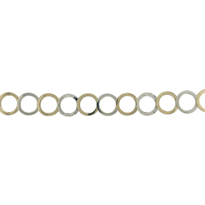 9ct Gold & Diamond Set Circle Link 7.75" Bracelet