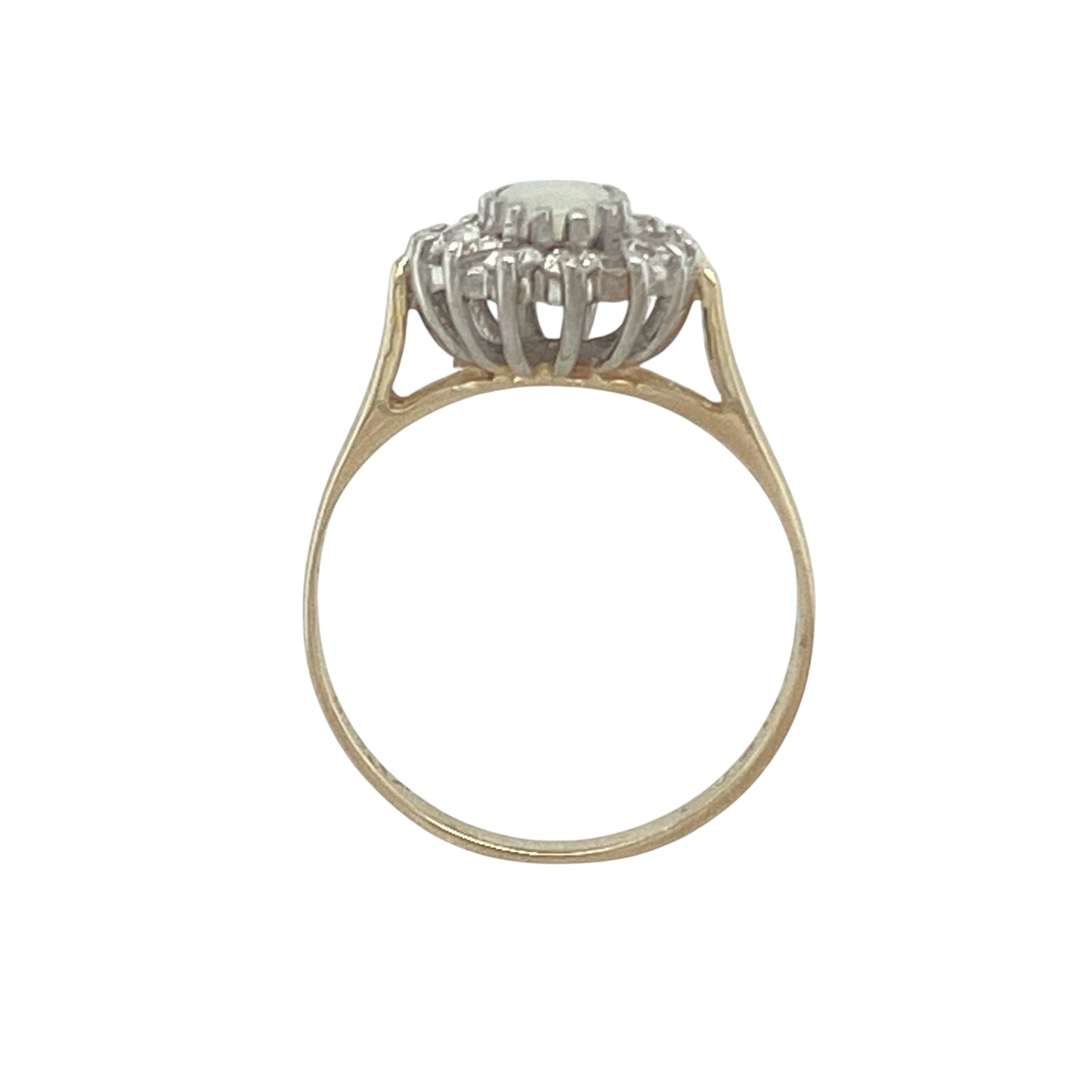 9ct Gold Opalique & Cubic Zirconia Set Cluster Ring