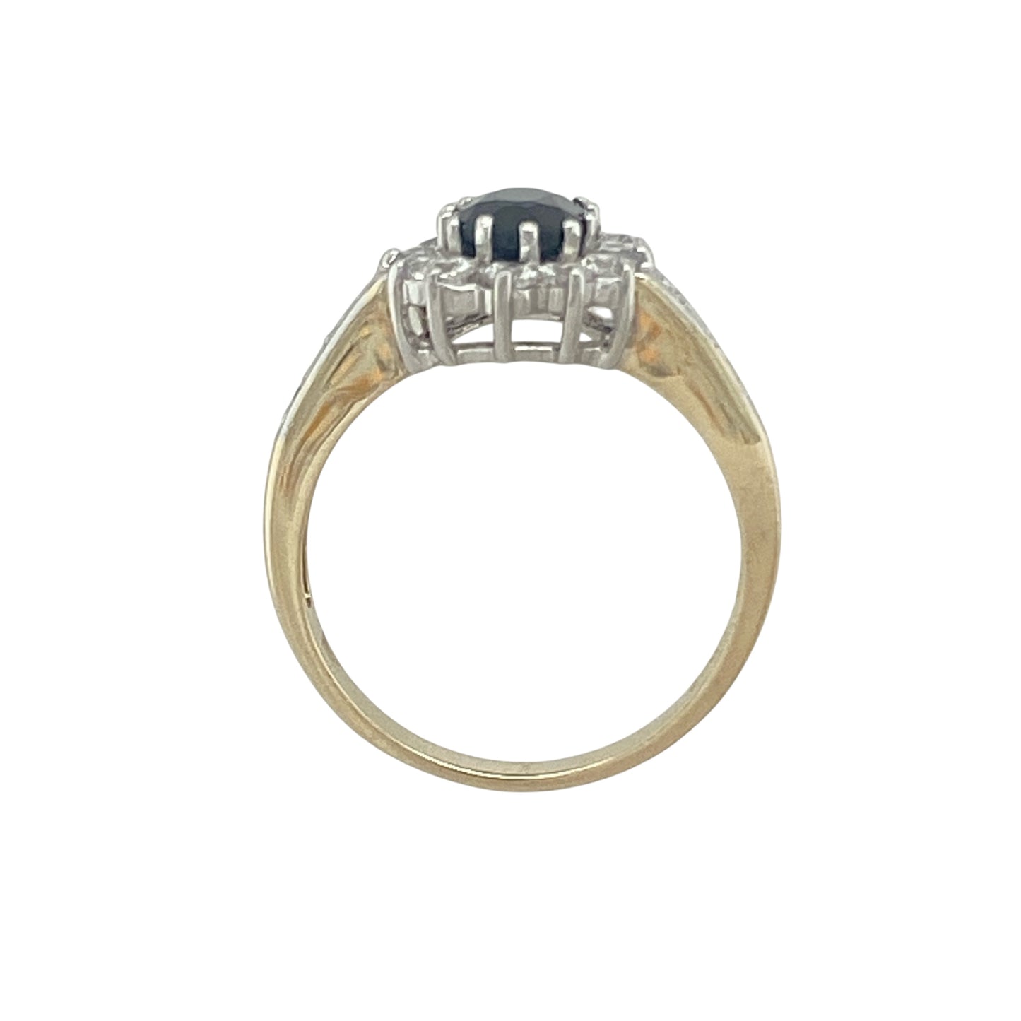 9ct Gold Sapphire & Cubic ZIrconia Set Cluster Ring