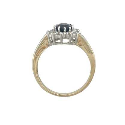 9ct Gold Sapphire & Cubic ZIrconia Set Cluster Ring