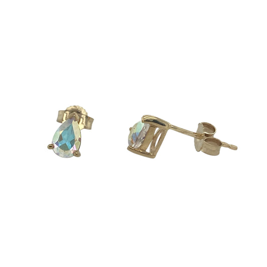 9ct Gold & Mystic Topaz Teardrop Stud Earrings