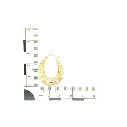 9ct Gold Patterned Oval Creole Earrings
