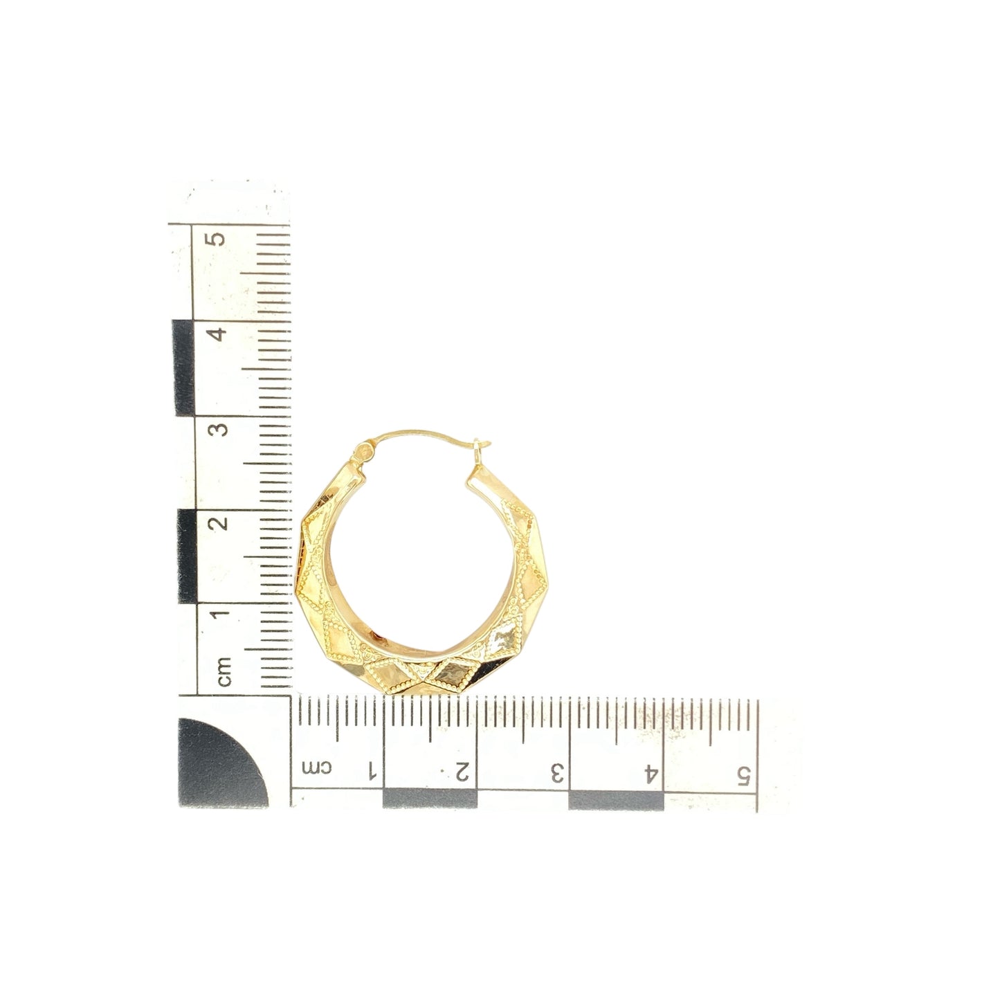 9ct Gold Patterned Hoop Creole Earrings
