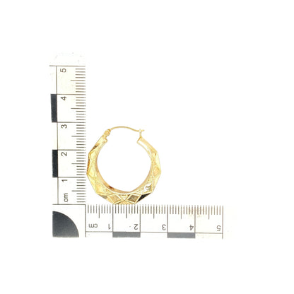 9ct Gold Patterned Hoop Creole Earrings