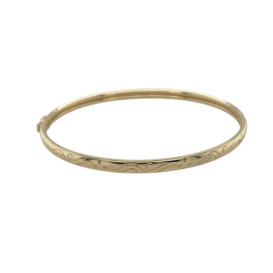 9ct Gold Patterned Hinged Bangle