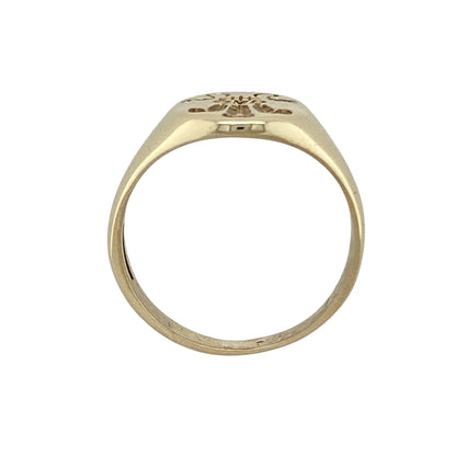 9ct Gold Three Feathers Oval Signet Ring