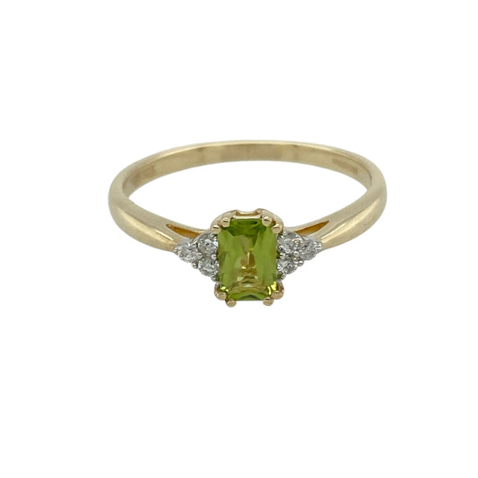 9ct Gold Diamond & Peridot Set Ring
