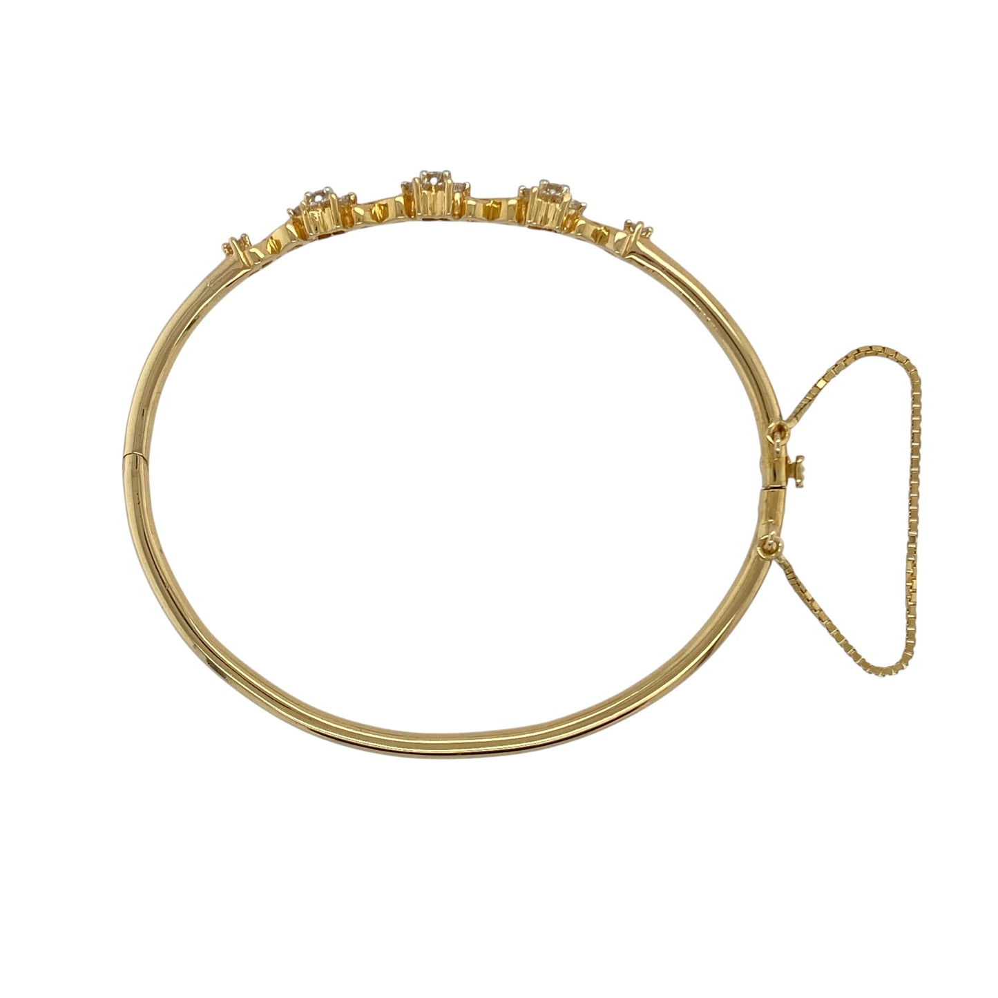18ct Gold & Diamond Set Flower Cluster Bangle