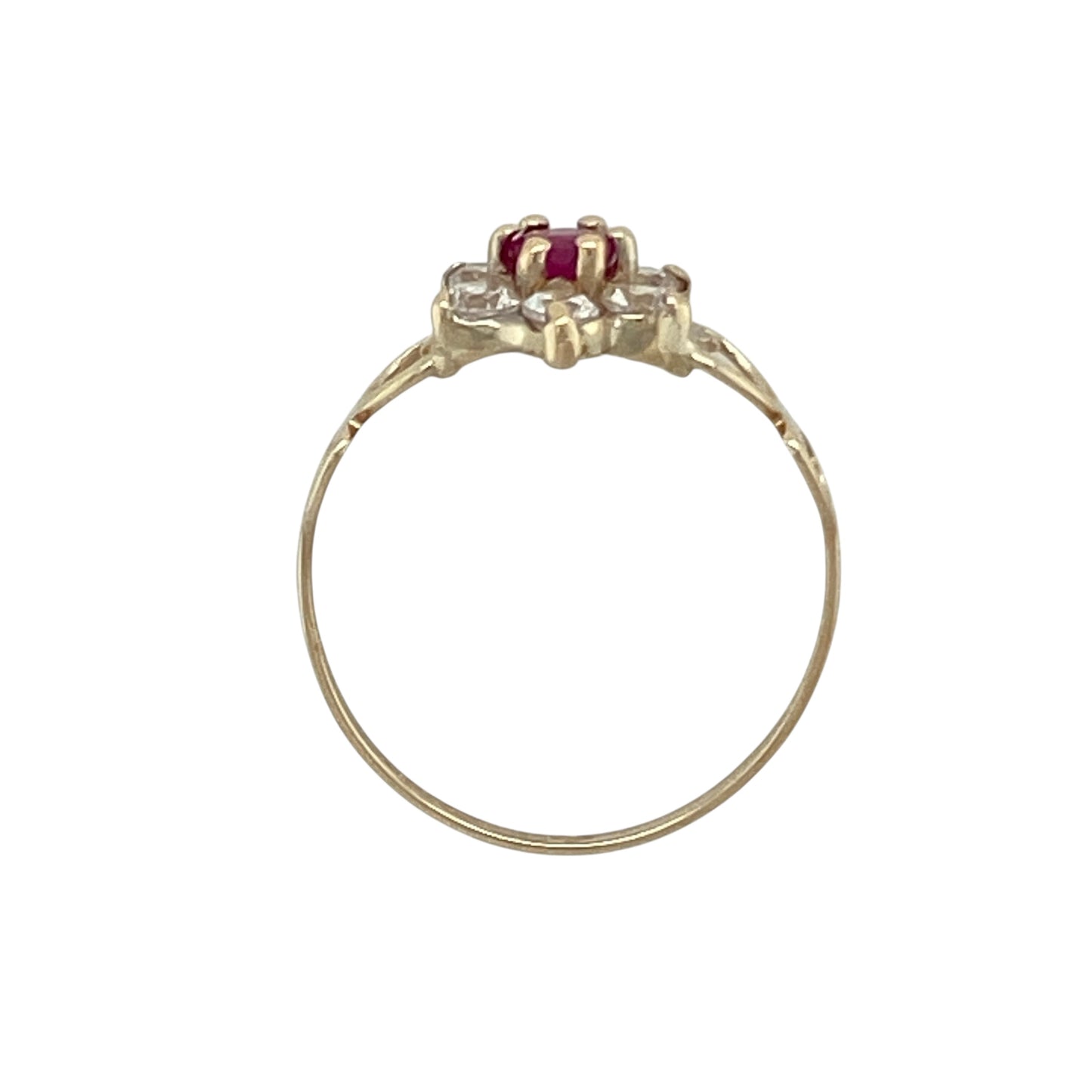 9ct Gold Ruby & Cubic Zirconia Set Flower Cluster Ring