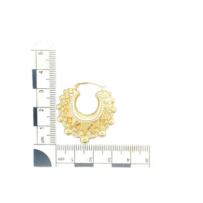 9ct Gold Fancy Patterned Hoop Creole Earrings