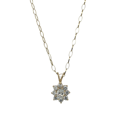 14ct Gold & Cubic Zirconia Set Cluster 18" Necklace