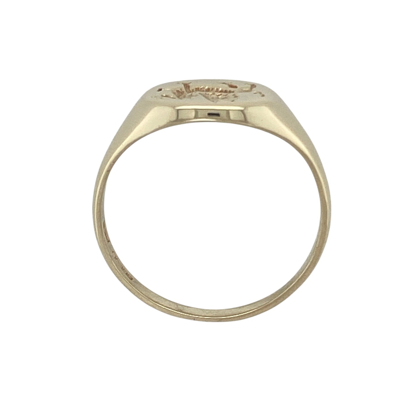 9ct Gold Welsh Dragon Round Signet Ring
