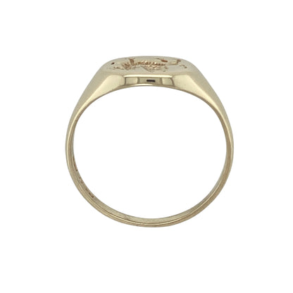 9ct Gold Welsh Dragon Round Signet Ring