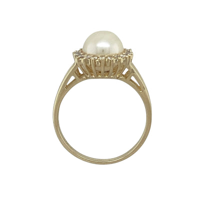 9ct Gold Diamond & Pearl Set Cluster Ring
