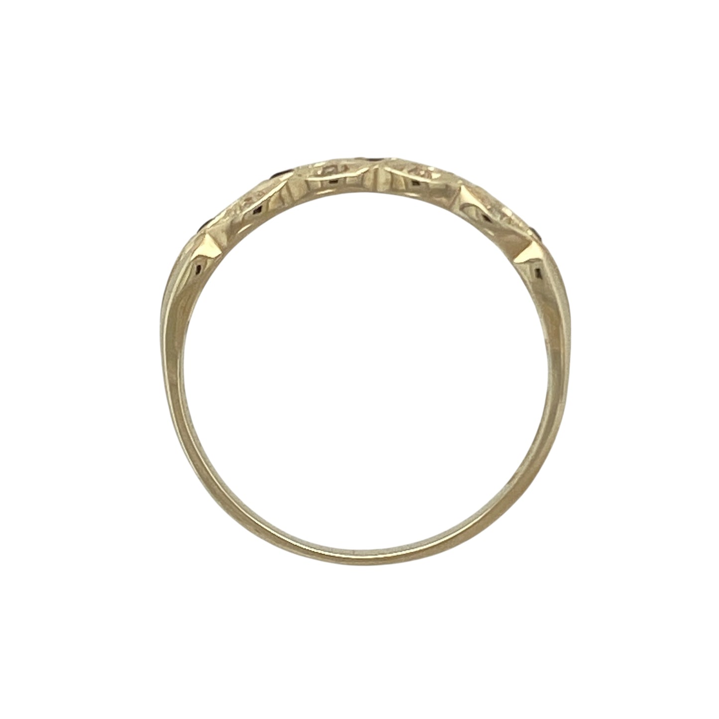 9ct Gold Diamond & Sapphire Set Patterned Band Ring
