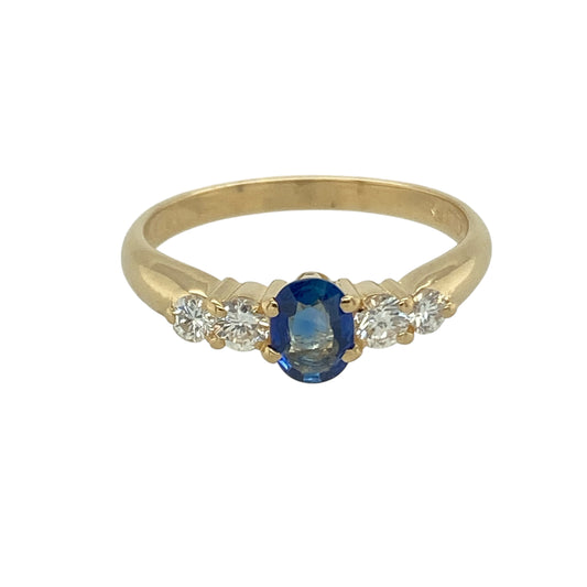 18ct Gold Diamond & Sapphire Set Ring