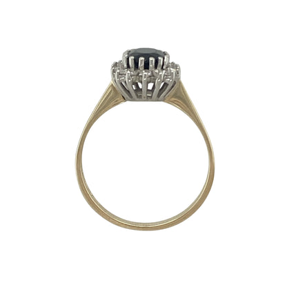 9ct Gold Diamond & Sapphire Set Cluster Ring