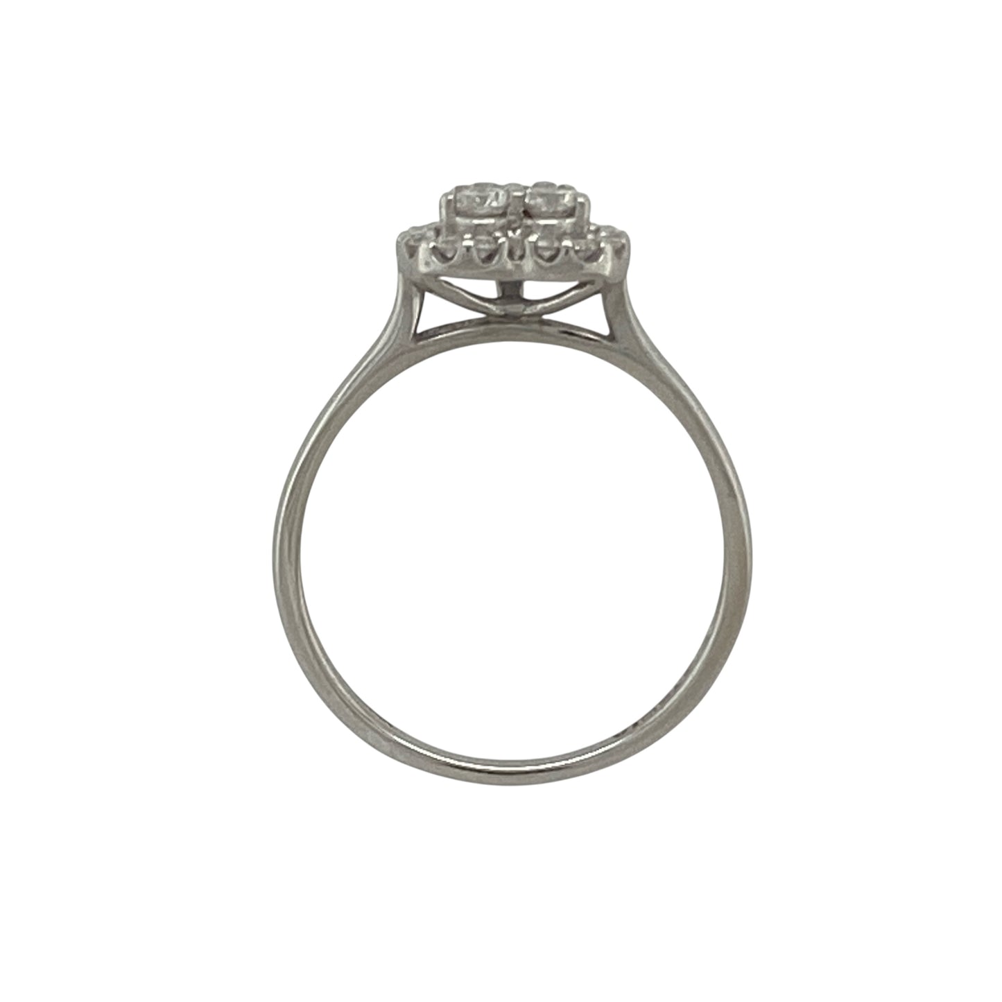 9ct White Gold & Diamond Set Heart Cluster Ring