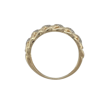 9ct Gold & Diamond Set Plaited Band Ring