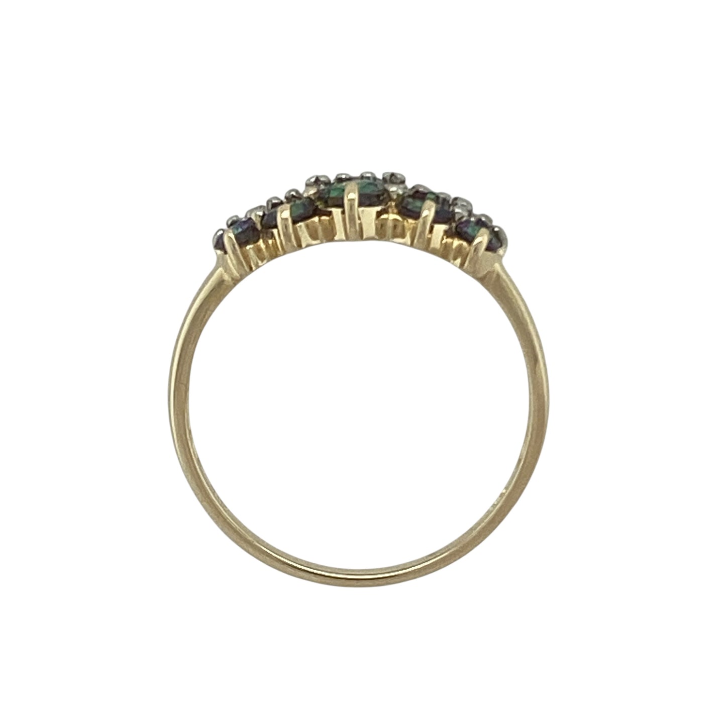 9ct Gold & Mystic Topaz Set Two Row Band Ring