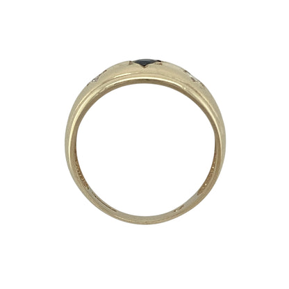 9ct Gold & Black and White Cubic Zirconia Stones Set Wide Band Ring