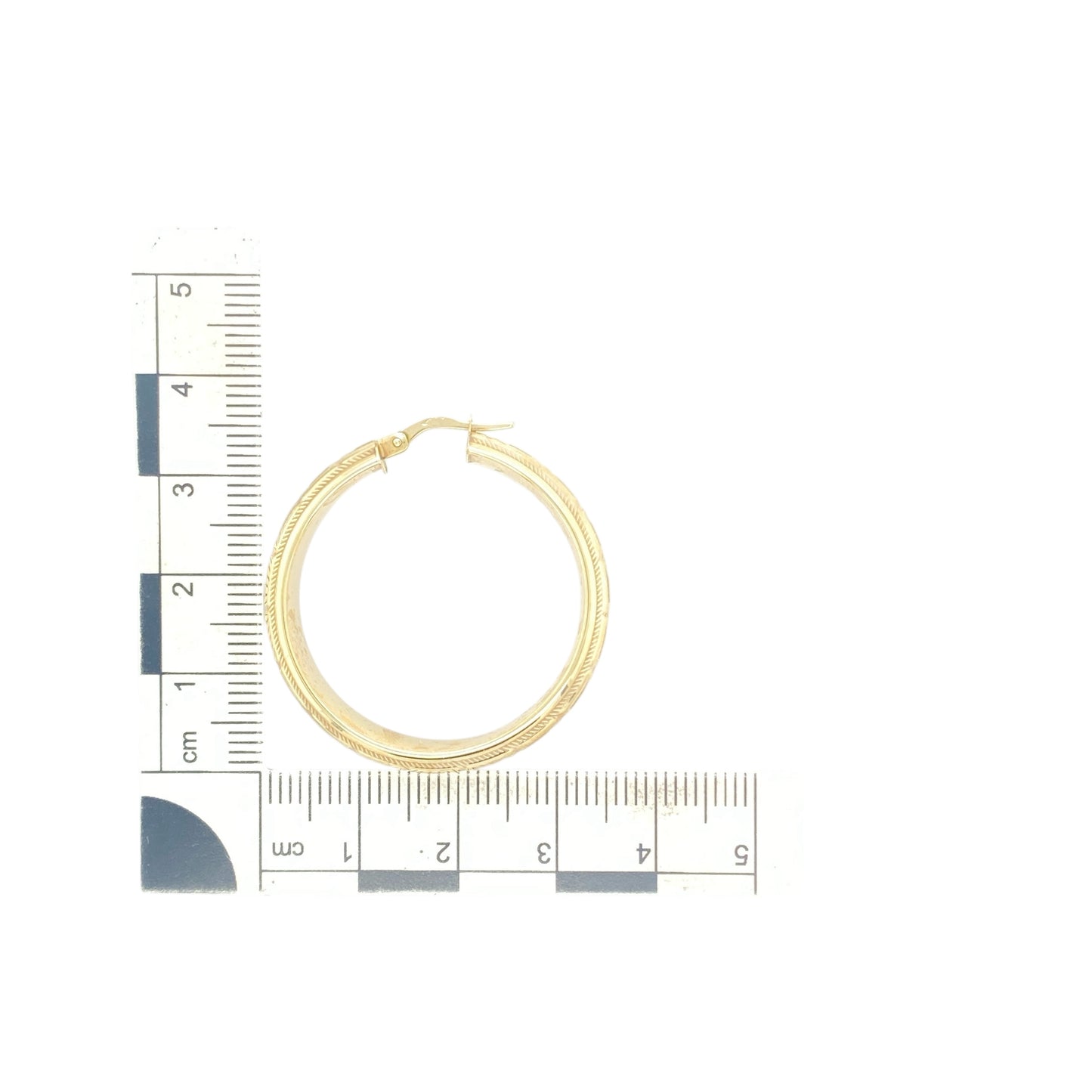 9ct Gold Greek Key Patterned Hoop Creole Earrings