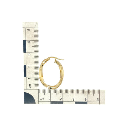 9ct Gold Twist Oval Creole Earrings