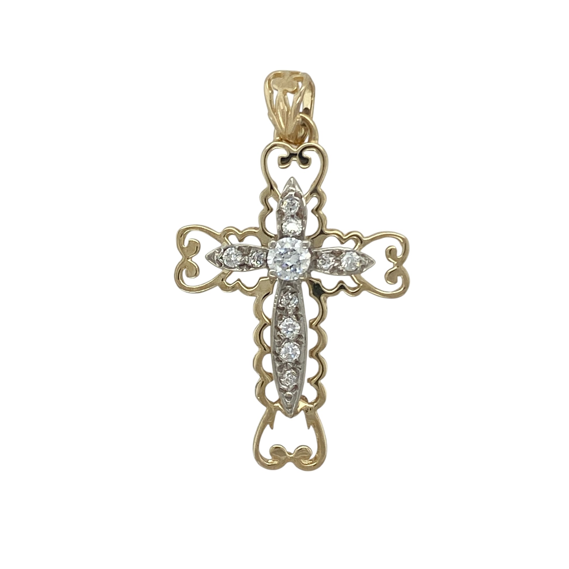 9ct Gold & Cubic Zirconia Set Fancy Cross Pendant