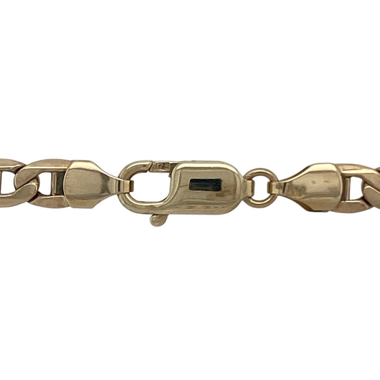 Bring bold style and classic strength to your collection with this pre-owned 9ct yellow gold anchor chain, a substantial design with timeless appeal.

Design: The chain measures 22 inches in length with 5mm wide links in a traditional anchor style, creating a strong and eye-catching look.
Material: Made from 9-carat yellow gold, the polished finish enhances the bold link design and adds rich warmth.