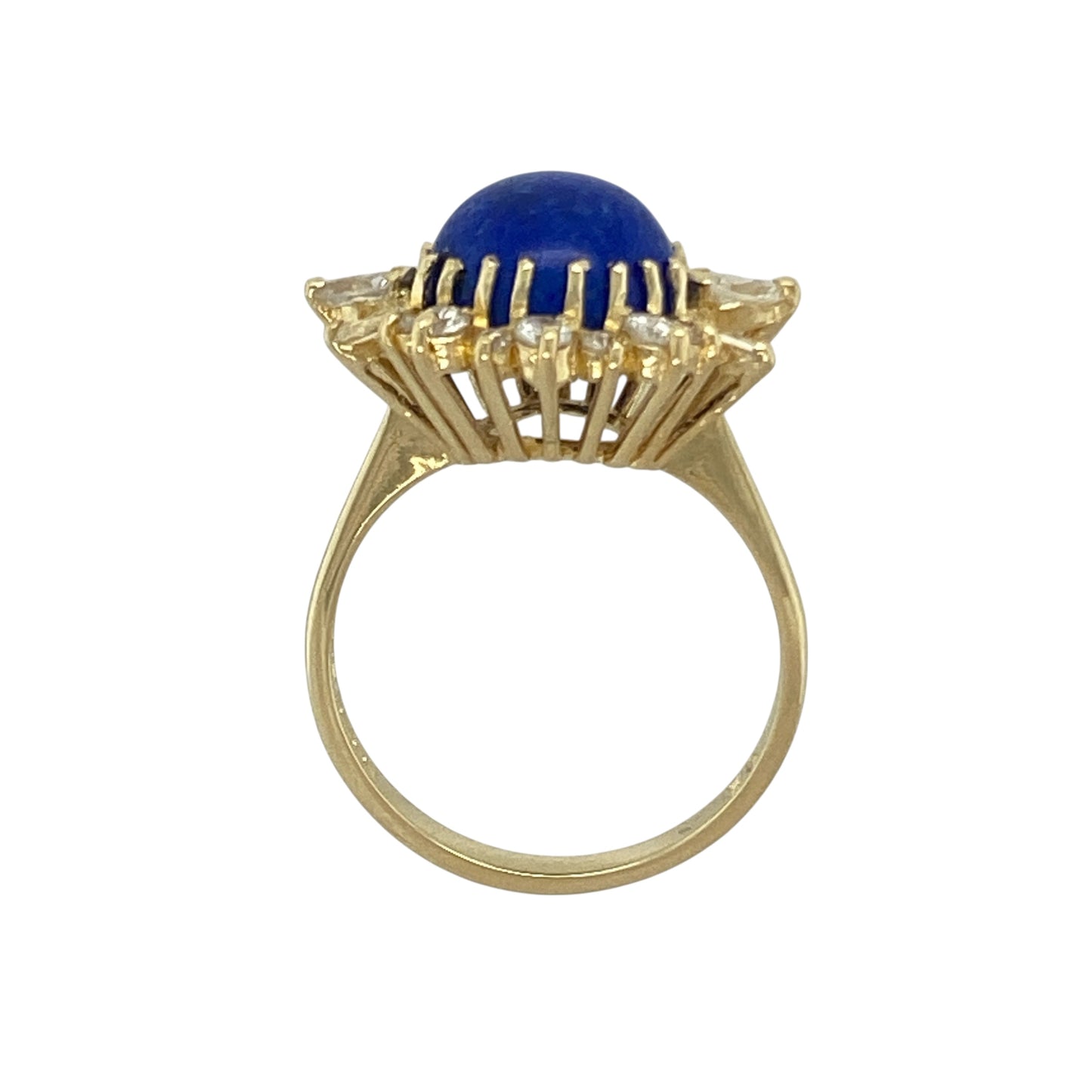 18ct Gold Diamond & Lapis Lazuli Set Cluster Ring