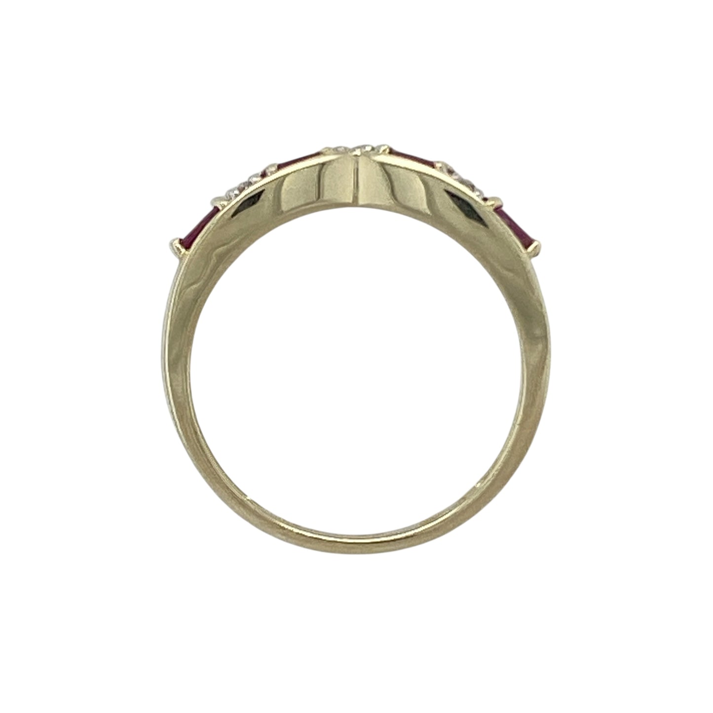 9ct Gold Diamond & Ruby Set Wishbone Ring
