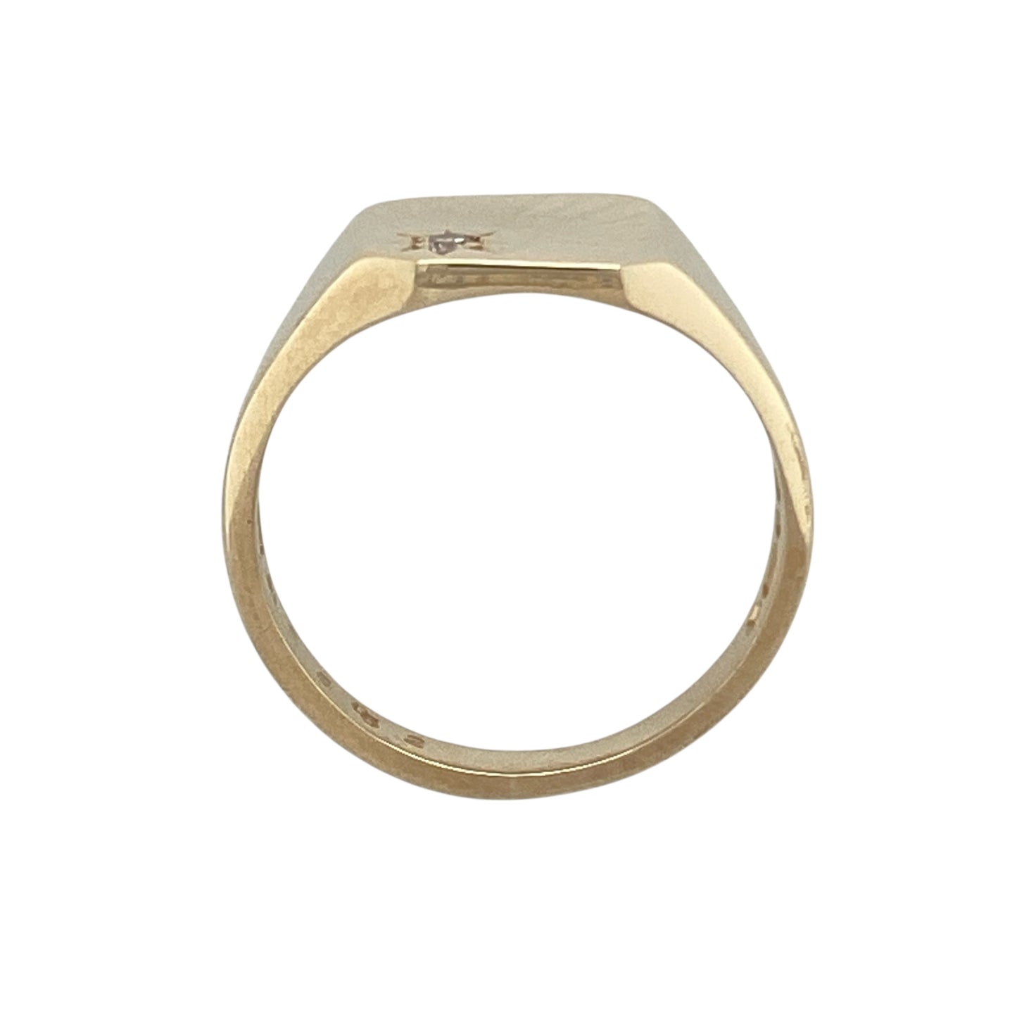 9ct Gold & Diamond Set Rectangle Signet Ring